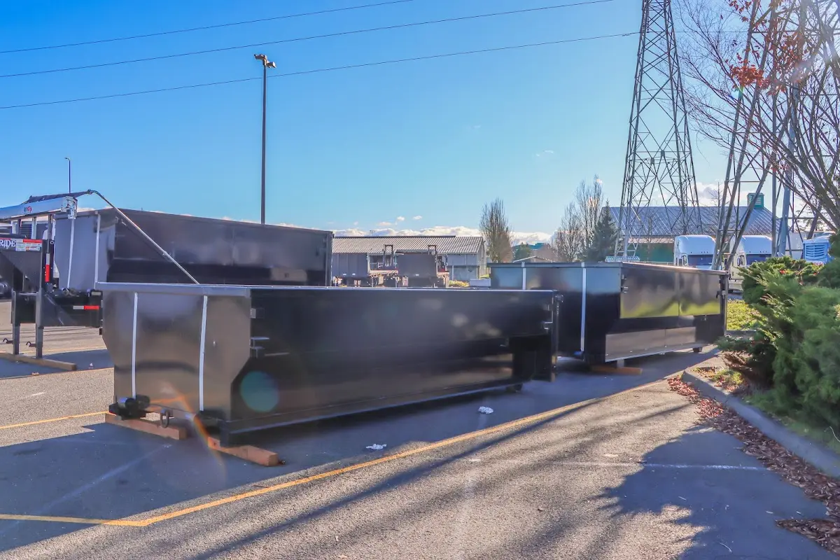 Roll-off dumpster ready for waste disposal at job site for Construction Dumpster Rental in North Merritt Island